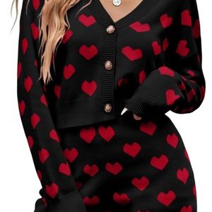 Heart Patterned Sweater set